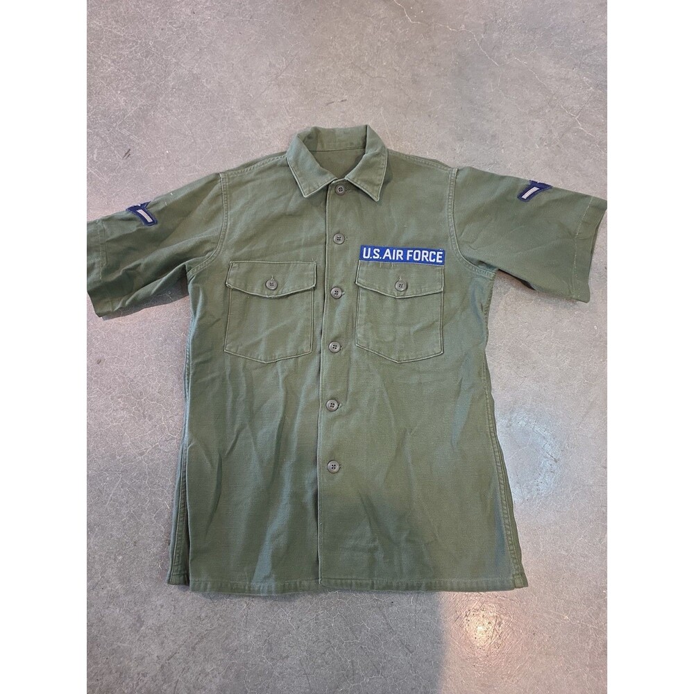 Vintage 60s Og 107 Air Force Shirt Sateen Short Sleeve Fits: Mens Size Medium